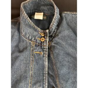 Vintage Harve Benard Insulated Denim Midi Jacket with Stand Collar Size 16